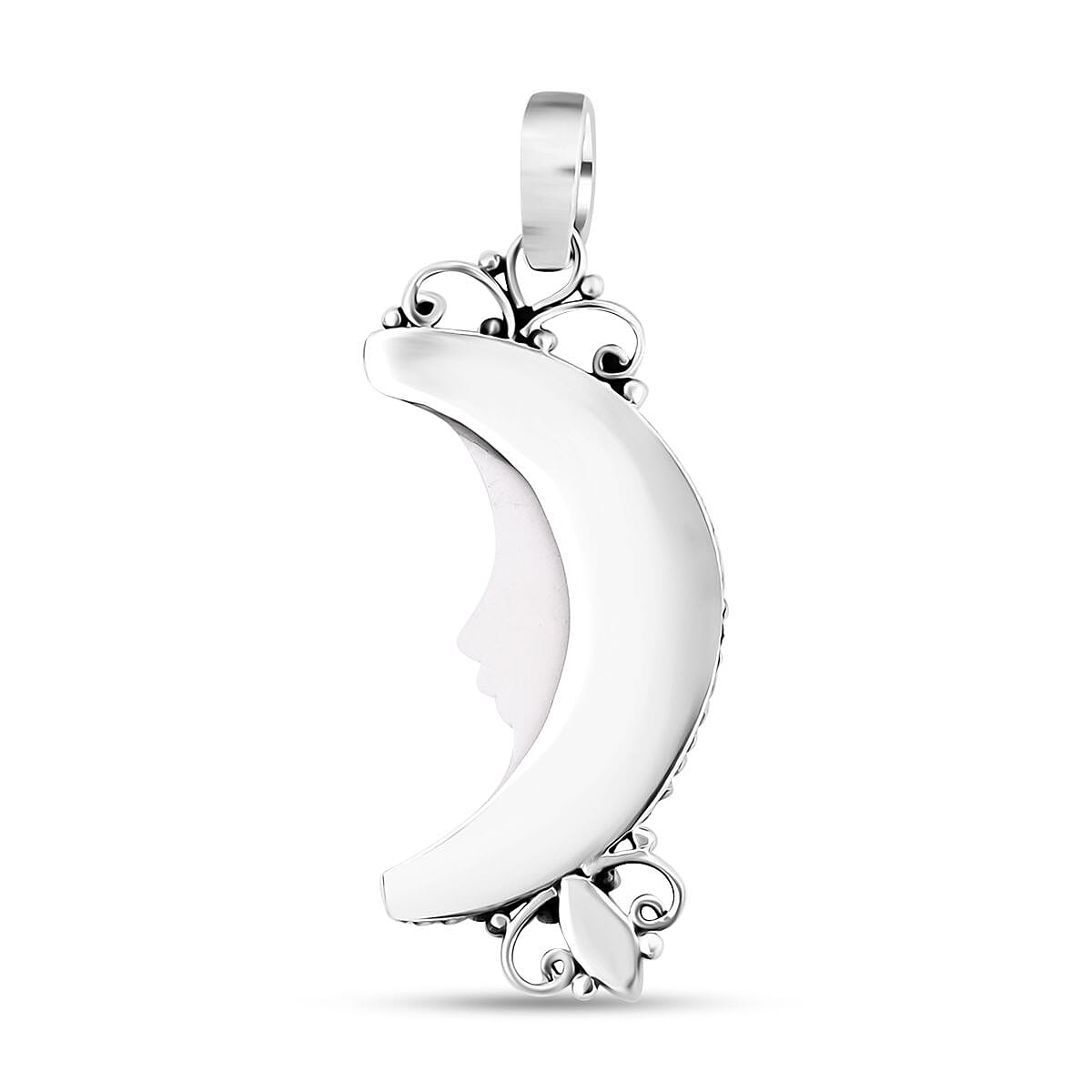 Bali Goddess Carved Bone and Tanzanite 0.25 ctw Pendant without Chain in Sterling Silver 