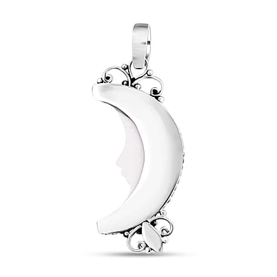 Bali Goddess Carved Bone and Tanzanite 0.25 ctw Pendant without Chain in Sterling Silver 