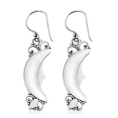 Bali Goddess Carved Bone and Tanzanite 0.30 ctw Earring in Sterling Silver 