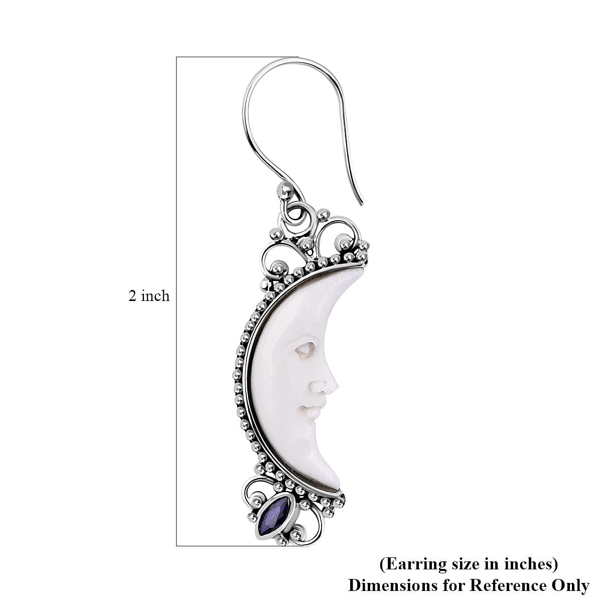 Bali Goddess Carved Bone and Tanzanite 0.30 ctw Earring in Sterling Silver 