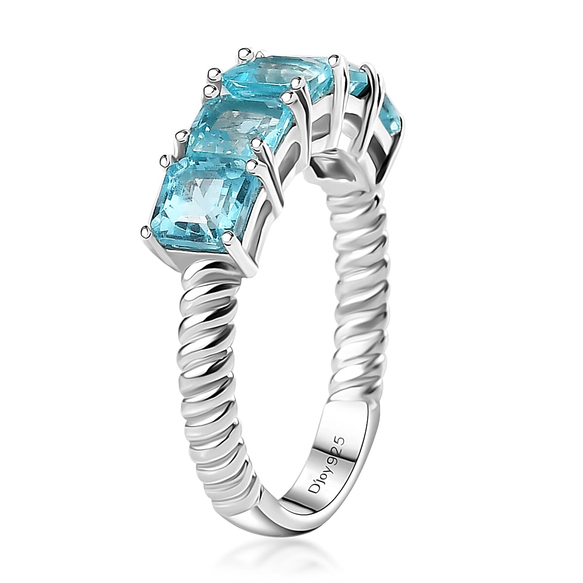 Betroka Blue Apatite 5 Stone Ring in Platinum Over Sterling Silver (Size 10.0) 1.85 ctw