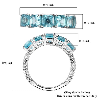 Betroka Blue Apatite 5 Stone Ring in Platinum Over Sterling Silver (Size 10.0) 1.85 ctw