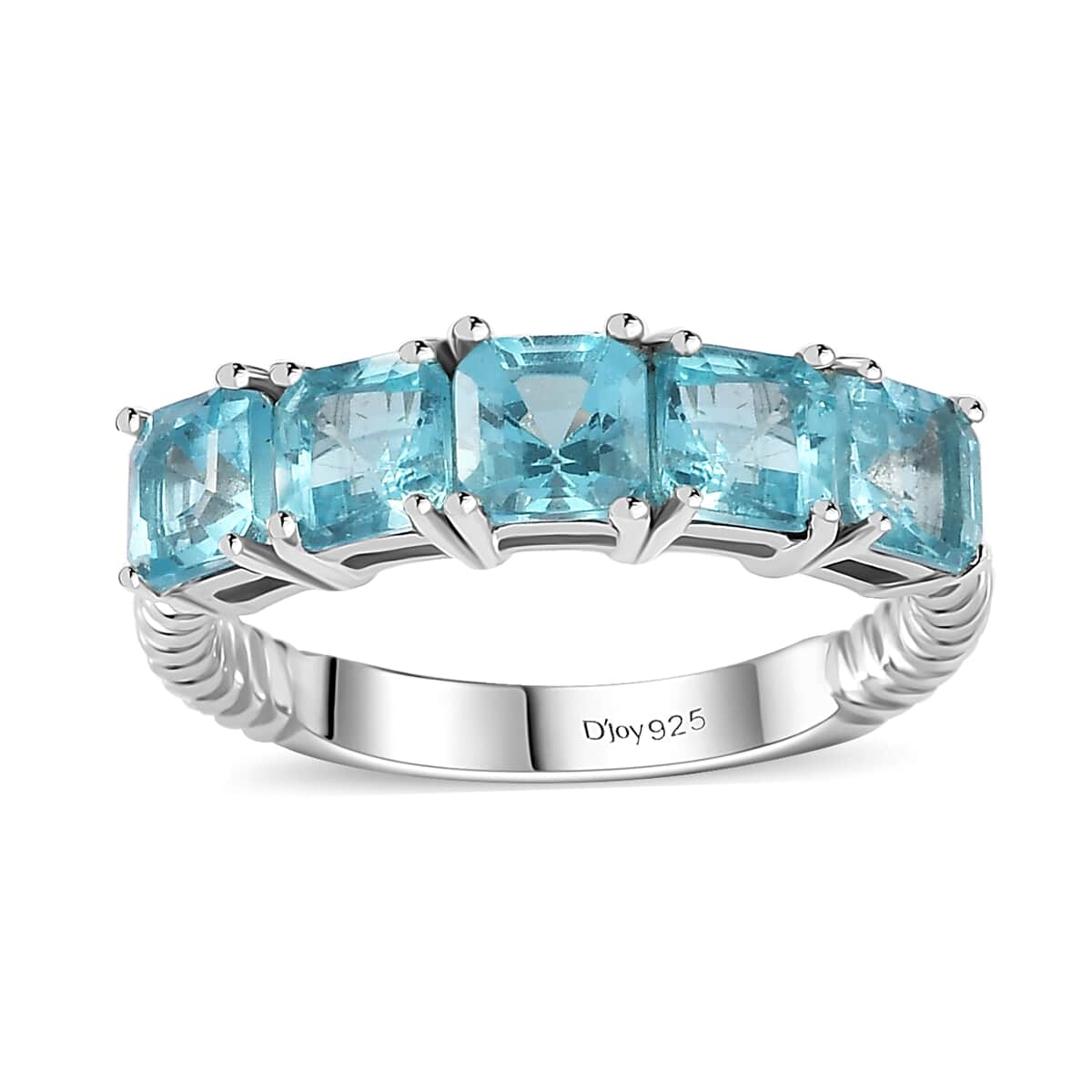 Betroka Blue Apatite 5 Stone Ring in Platinum Over Sterling Silver (Size 5.0) 1.85 ctw image number 0