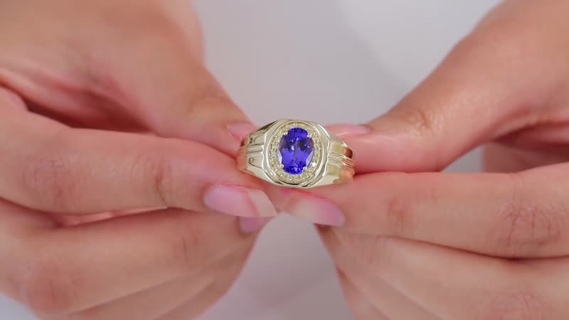 Luxoro 10K Yellow Gold AAA Tanzanite and Natural Yellow Diamond I3 Men's Ring (Size 10.0) 6.15 Grams 2.25 ctw