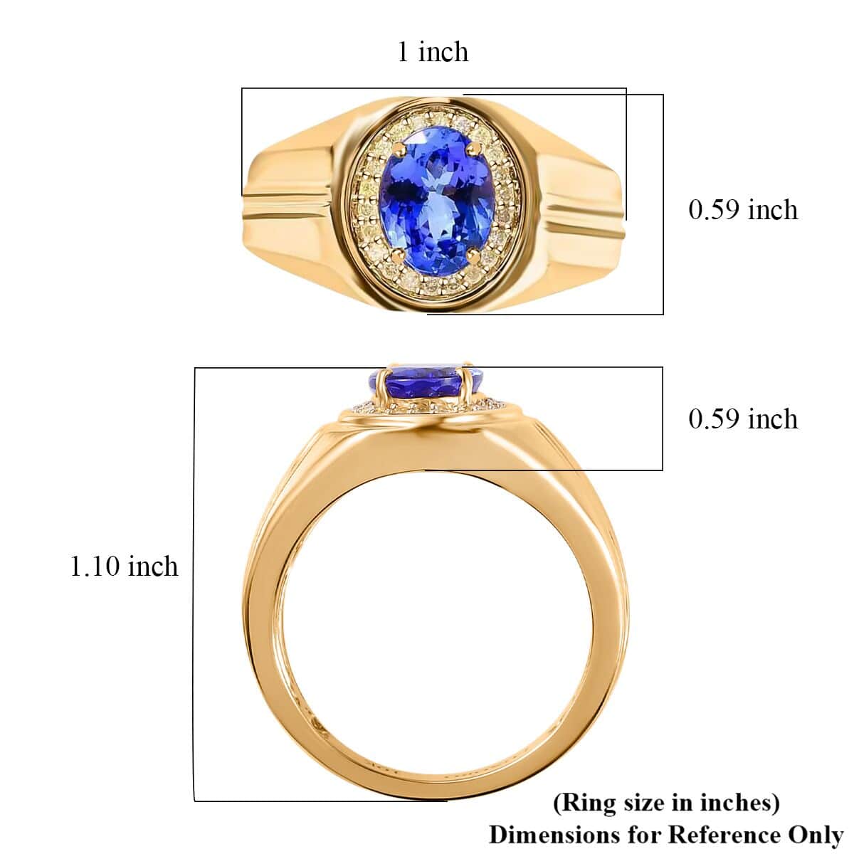 Luxoro 10K Yellow Gold AAA Tanzanite and Natural Yellow Diamond I3 Men's Ring (Size 11.0) 6.15 Grams 2.25 ctw image number 5