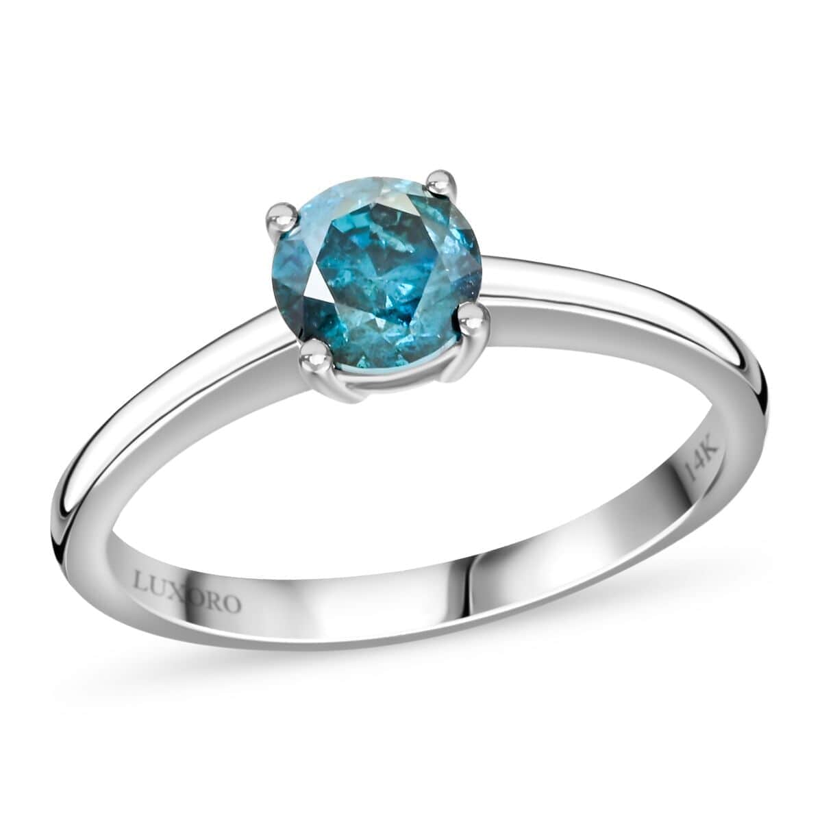 Luxoro 14K White Gold Venice Blue Diamond (I1-I2) Ring (Size 6.0) 1.00 ctw image number 0