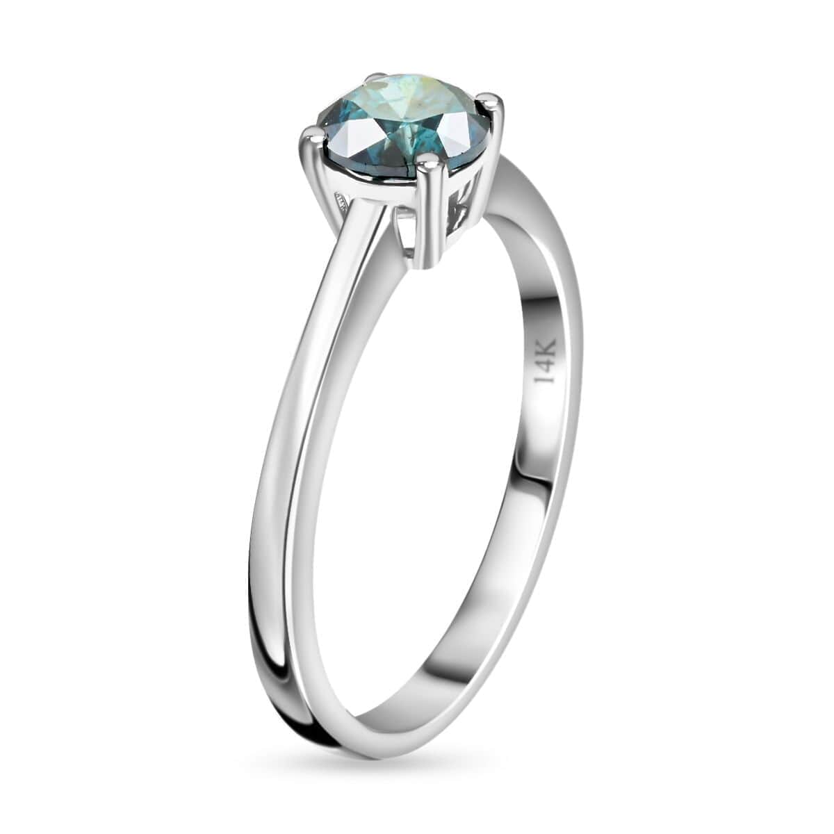 Luxoro 14K White Gold Venice Blue Diamond (I1-I2) Ring (Size 6.0) 1.00 ctw image number 3