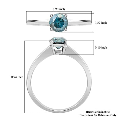 Luxoro 14K White Gold Venice Blue Diamond I1-I2 Solitaire Ring (Size 6.0) 1.00 ctw