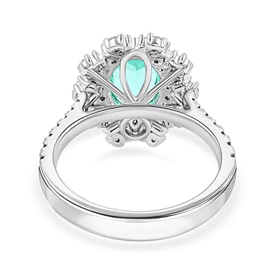 Chairman's Vault Collection Certified & Appraised Rhapsody 950 Platinum AAAA Paraiba Tourmaline and Diamond E-F VS Ring (Size 7.0) 8.75 Grams 2.70 ctw