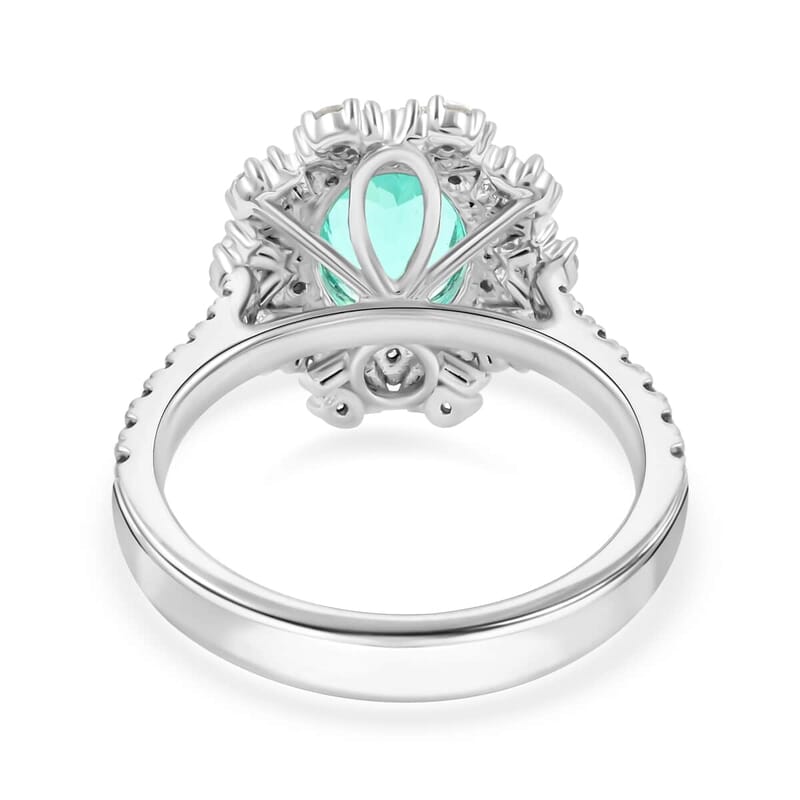 Chairman's Vault Collection Certified & Appraised Rhapsody 950 Platinum AAAA Paraiba Tourmaline and Diamond E-F VS Ring (Size 7.0) 8.75 Grams 2.70 ctw