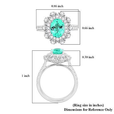 Chairman's Vault Collection Certified & Appraised Rhapsody 950 Platinum AAAA Paraiba Tourmaline and Diamond E-F VS Ring (Size 7.0) 8.75 Grams 2.70 ctw