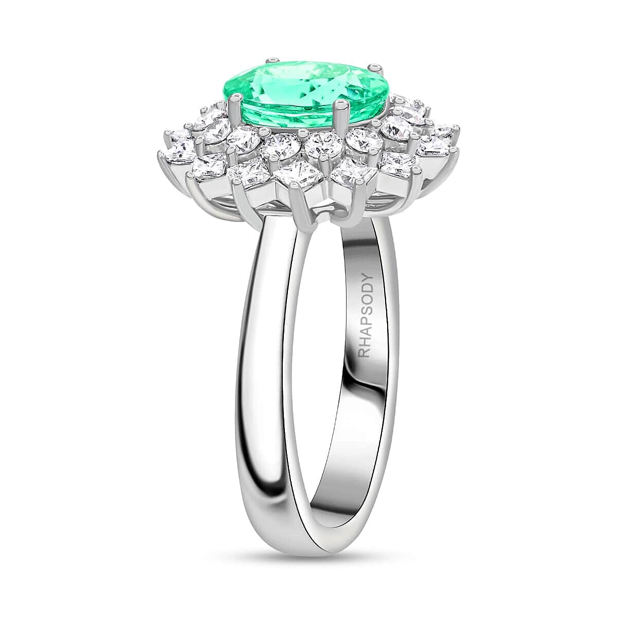 Chairman's Vault Collection Certified & Appraised Rhapsody 950 Platinum AAAA Paraiba Tourmaline and E-F VS Diamond Ring (Size 7.0) 8.50 Grams 2.75 ctw