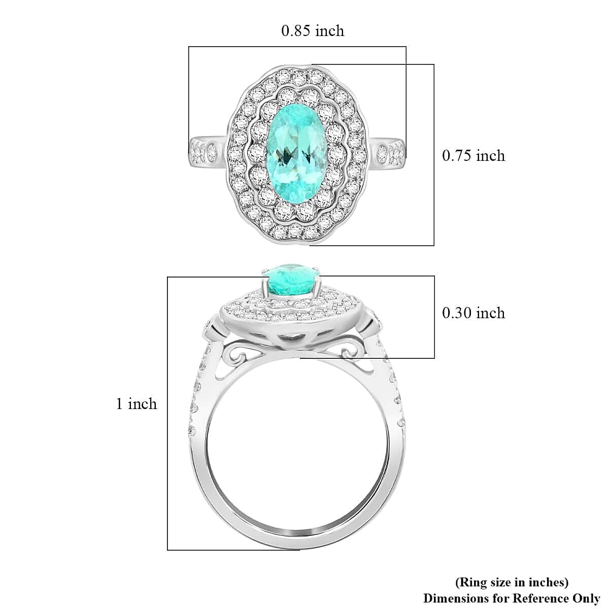 Chairman's Vault Collection Certified & Appraised Rhapsody 950 Platinum AAAA Paraiba Tourmaline and E-F VS Diamond Ring (Size 7.0) 11 Grams 2.25 ctw