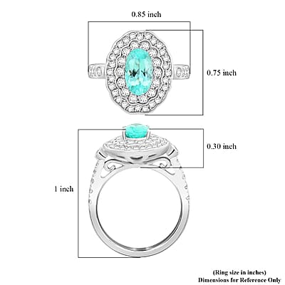 Chairman's Vault Collection Certified & Appraised Rhapsody 950 Platinum AAAA Paraiba Tourmaline and E-F VS Diamond Ring (Size 7.0) 11 Grams 2.25 ctw