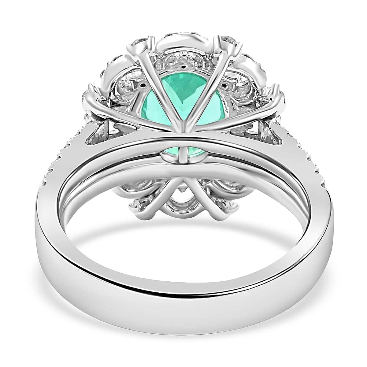 Chairman's Vault Collection Certified & Appraised Rhapsody 950 Platinum AAAA Paraiba Tourmaline and E-F VS Diamond Ring (Size 7.0) 11.50 Grams 3.45 ctw