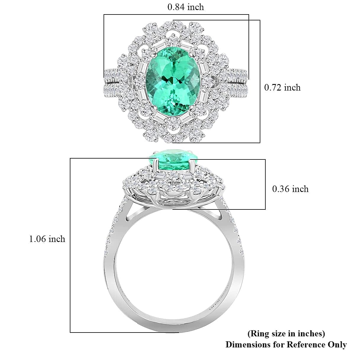 Chairman's Vault Collection Certified & Appraised Rhapsody 950 Platinum AAAA Paraiba Tourmaline and E-F VS Diamond Ring (Size 7.0) 11.50 Grams 3.45 ctw