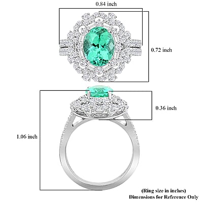 Chairman's Vault Collection Certified & Appraised Rhapsody 950 Platinum AAAA Paraiba Tourmaline and E-F VS Diamond Ring (Size 7.0) 11.50 Grams 3.45 ctw