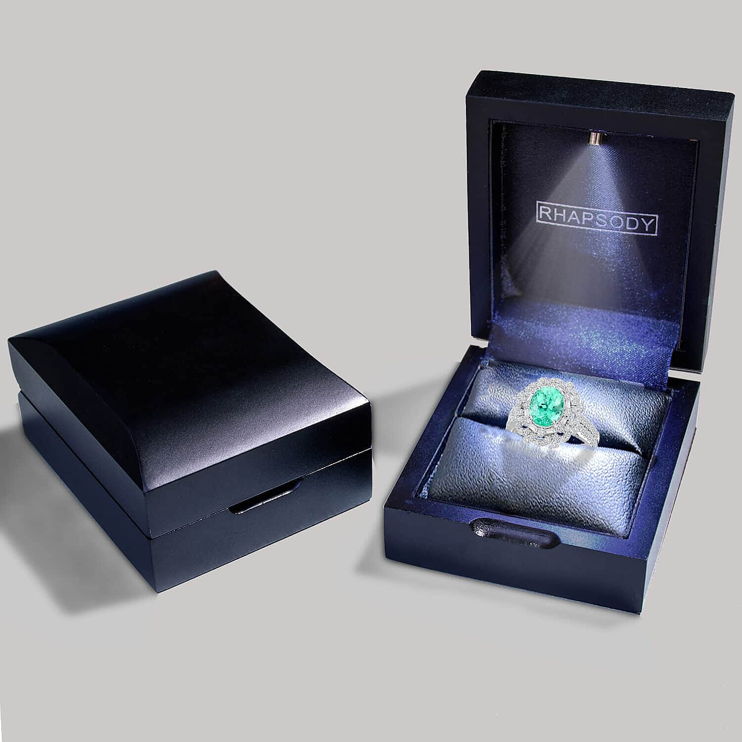 Chairman's Vault Collection Certified & Appraised Rhapsody 950 Platinum AAAA Paraiba Tourmaline and E-F VS Diamond Ring (Size 7.0) 11.50 Grams 3.45 ctw