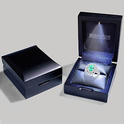 Chairman's Vault Collection Certified & Appraised Rhapsody 950 Platinum AAAA Paraiba Tourmaline and E-F VS Diamond Ring (Size 7.0) 11.50 Grams 3.45 ctw