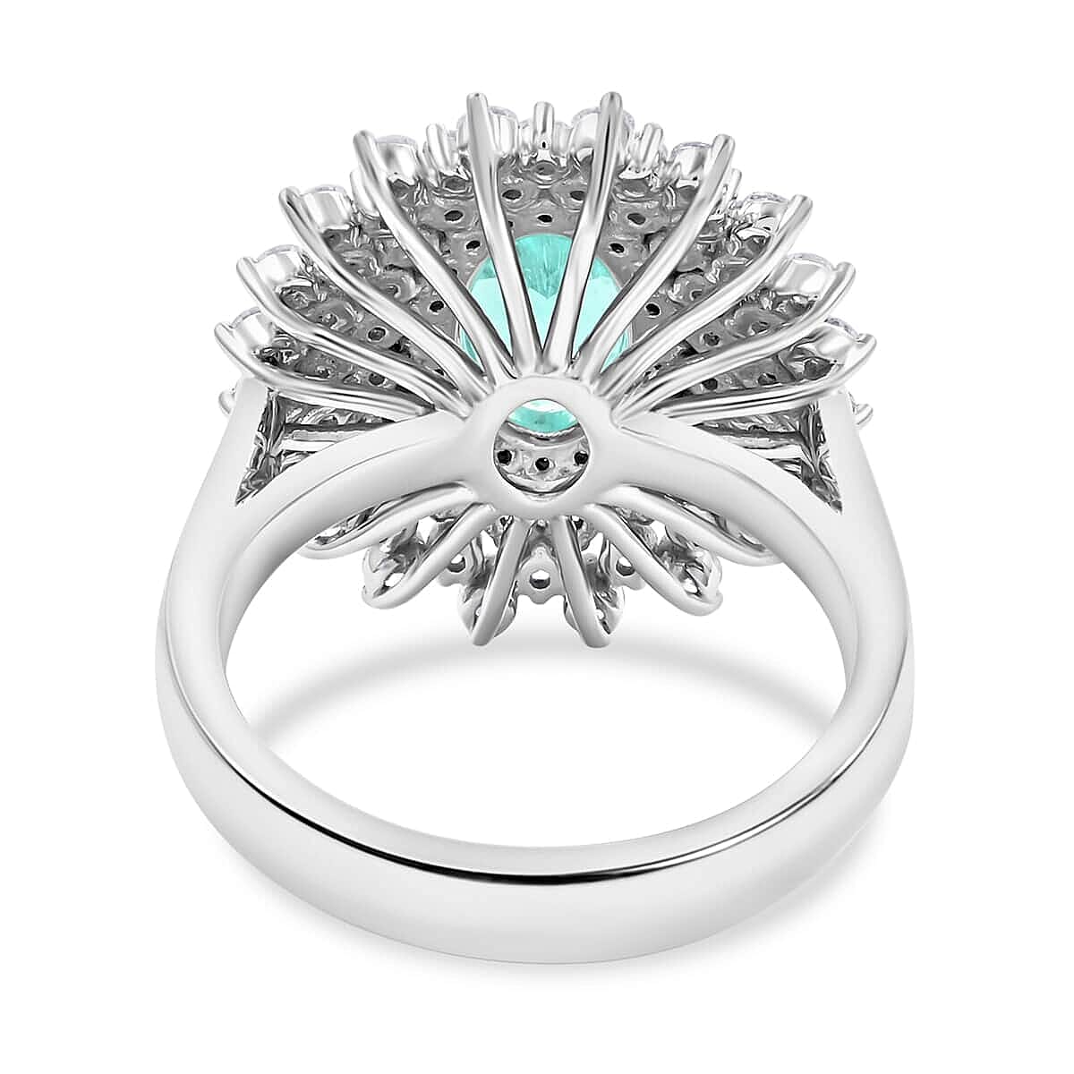 Chairman's Vault Collection Certified & Appraised Rhapsody 950 Platinum AAAA Paraiba Tourmaline and E-F VS Diamond Ring (Size 7.0) 13.30 Grams 3.10 ctw