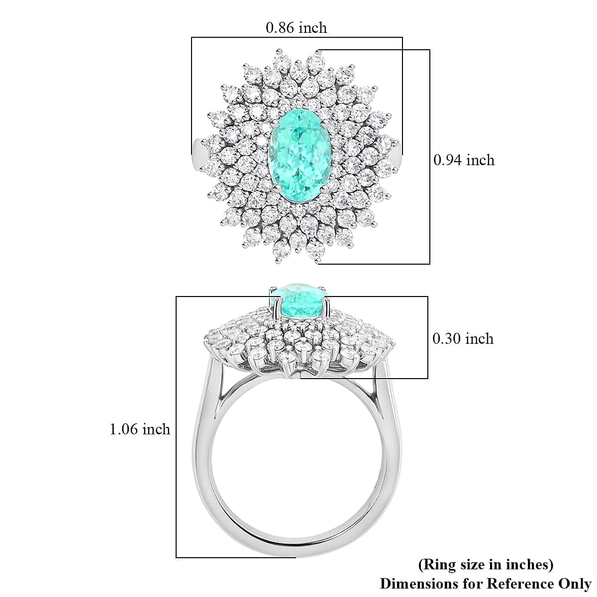 Chairman's Vault Collection Certified & Appraised Rhapsody 950 Platinum AAAA Paraiba Tourmaline and E-F VS Diamond Ring (Size 7.0) 13.30 Grams 3.10 ctw