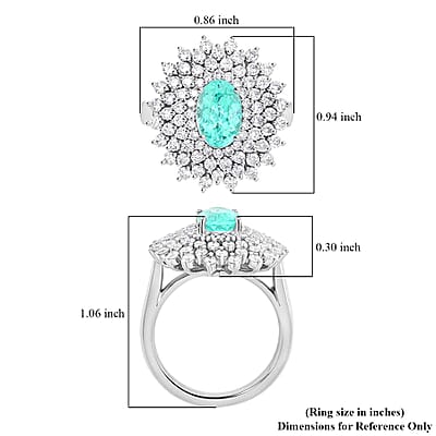 Chairman's Vault Collection Certified & Appraised Rhapsody 950 Platinum AAAA Paraiba Tourmaline and E-F VS Diamond Ring (Size 7.0) 13.30 Grams 3.10 ctw