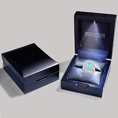 Chairman's Vault Collection Certified & Appraised Rhapsody 950 Platinum AAAA Paraiba Tourmaline and E-F VS Diamond Ring (Size 7.0) 13.30 Grams 3.10 ctw