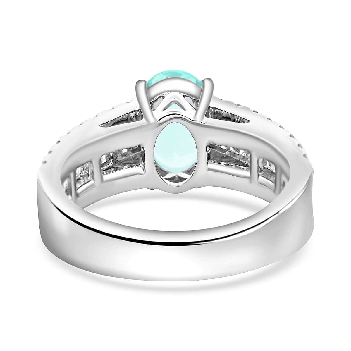 Chairman's Vault Collection Certified & Appraised Rhapsody 950 Platinum AAAA Paraiba Tourmaline and E-F VS Diamond Ring (Size 7.0) 10.25 Grams 2.85 ctw