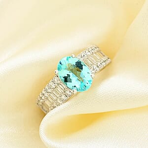 Chairman Vault Collection Certified & Appraised Rhapsody 950 Platinum AAAA Paraiba Tourmaline and E-F VS Diamond Ring (Size 7.0) 10.25 Grams 2.85 ctw