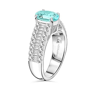 Chairman Vault Collection Certified & Appraised Rhapsody 950 Platinum AAAA Paraiba Tourmaline and E-F VS Diamond Ring (Size 7.0) 10.25 Grams 2.85 ctw