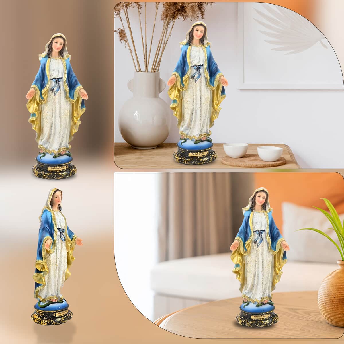 Multi Color Polyresin Our Lady of Grace Figurine image number 3