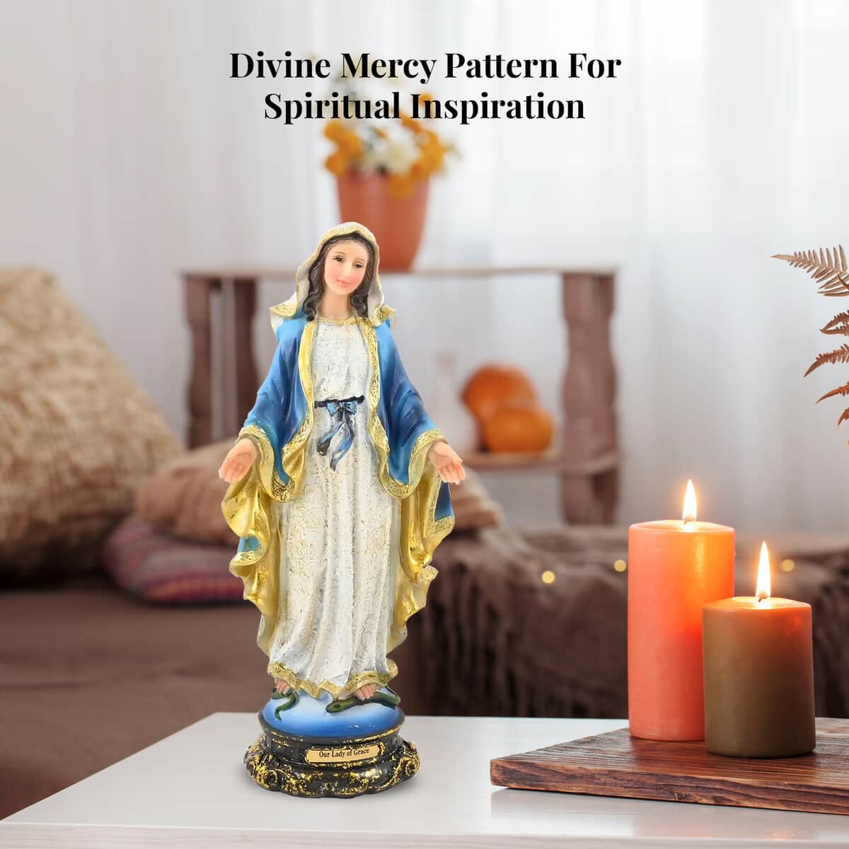 Multi Color Polyresin Our Lady of Grace Figurine image number 4