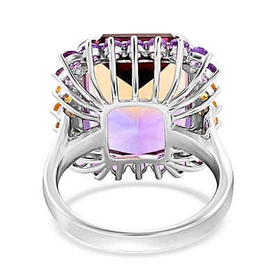 Bi-Color Ametrine and Multi Gemstone Ring in Sterling Silver (Size 10.0) 11.50 ctw