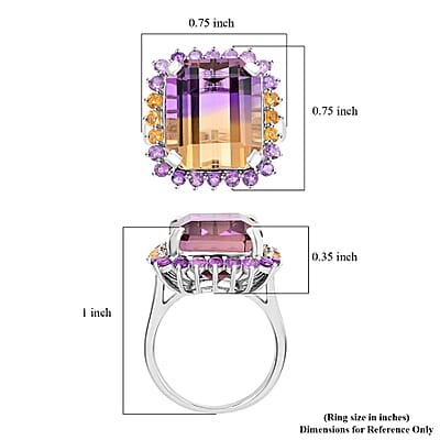 Bi-Color Ametrine and Multi Gemstone Ring in Sterling Silver (Size 10.0) 11.50 ctw