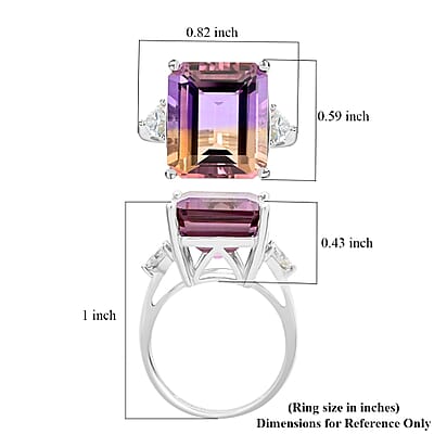 Bi-Color Ametrine and Moissanite Ring in Sterling Silver (Size 10.0) 10.30 ctw