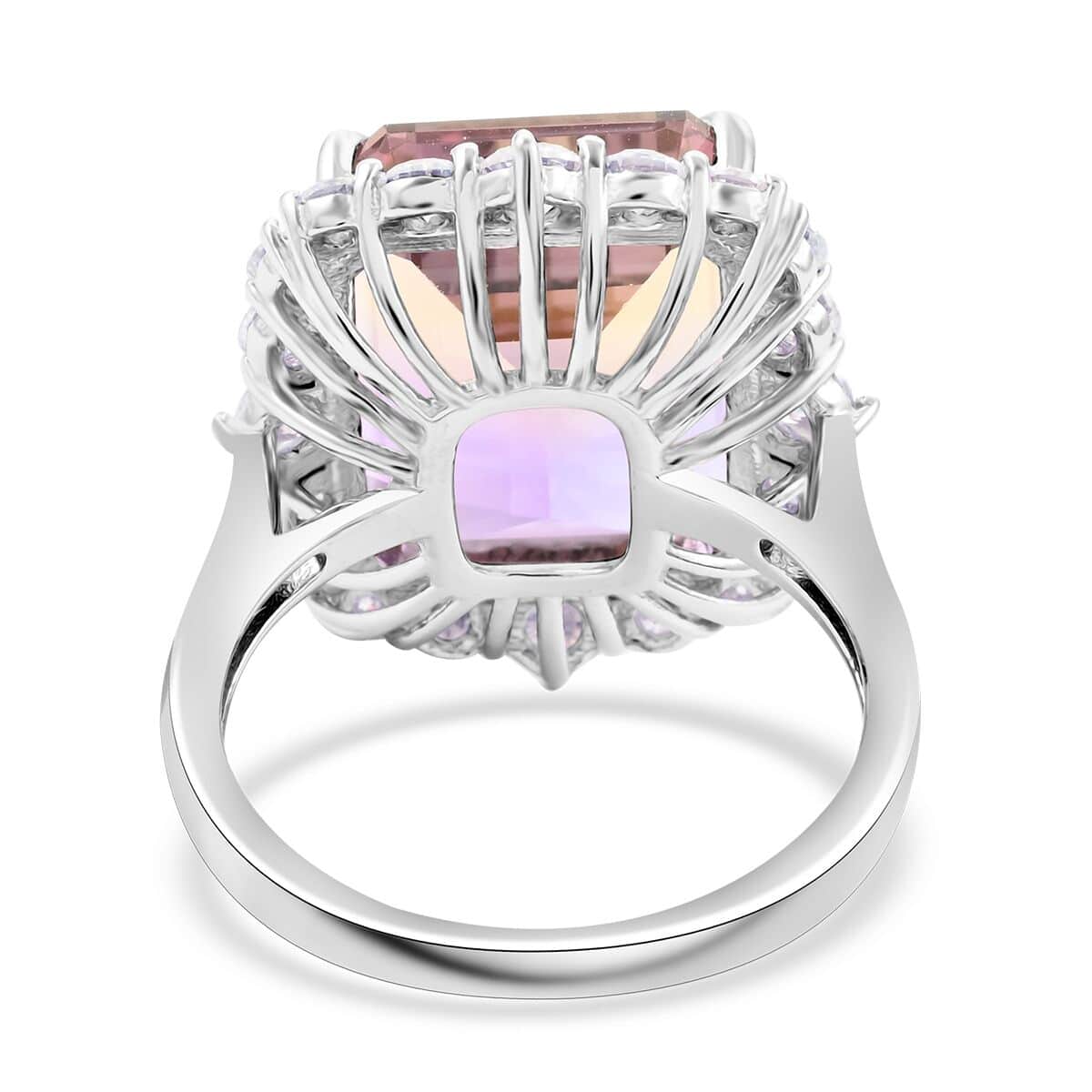 Bi-Color Ametrine and Moissanite Ring in Sterling Silver (Size 5.0) 10.60 ctw image number 4