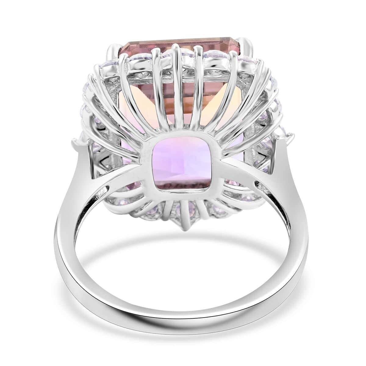 Bi-Color Ametrine and Moissanite Ring in Sterling Silver (Size 6.0) 10.60 ctw image number 4