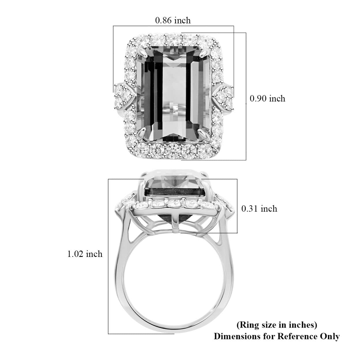 Bi-Color Ametrine and Moissanite Ring in Sterling Silver (Size 5.0) 12.70 ctw image number 4