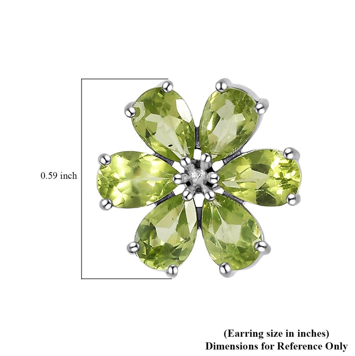 Peridot Floral Stud Earrings in Platinum Over Sterling Silver 5.00 ctw image number 5
