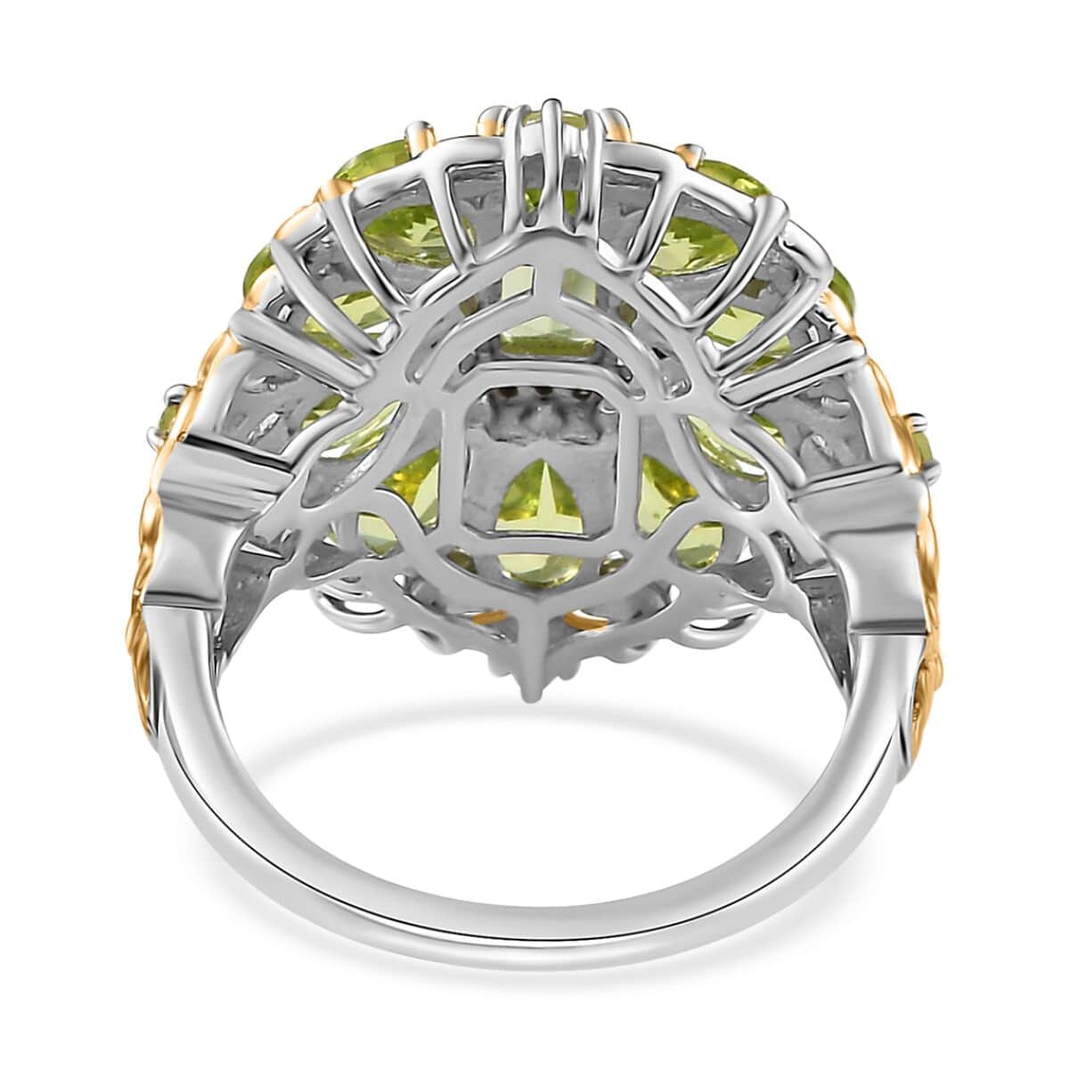 Peridot and Thai Black Spinel Floral Ring in Vermeil YG and Platinum Over Sterling Silver (Size 5.0) 5.10 ctw image number 4