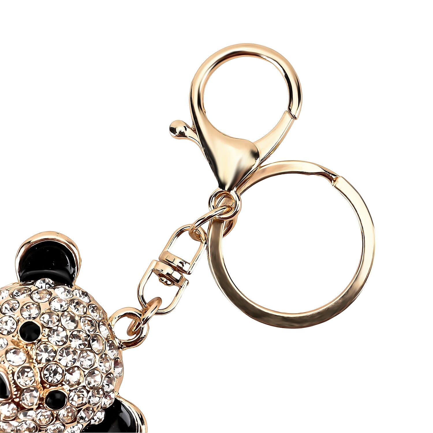 Set of 3 Sparkling Rhinestone Bear Keychain in Goldtone