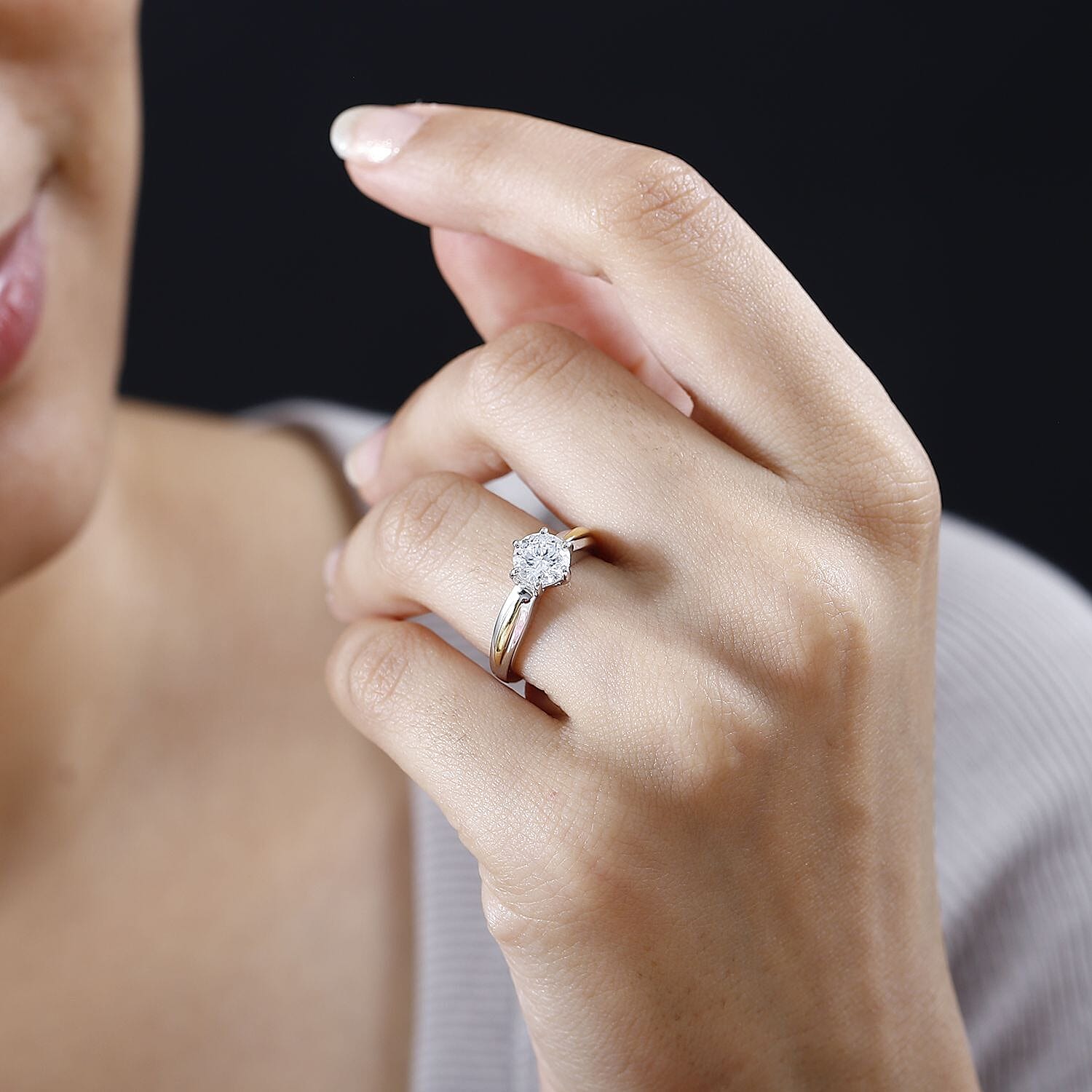 Moissanite 0.97 ctw Fancy Ring in 14K YG Plated Sterling Silver (Size 9)