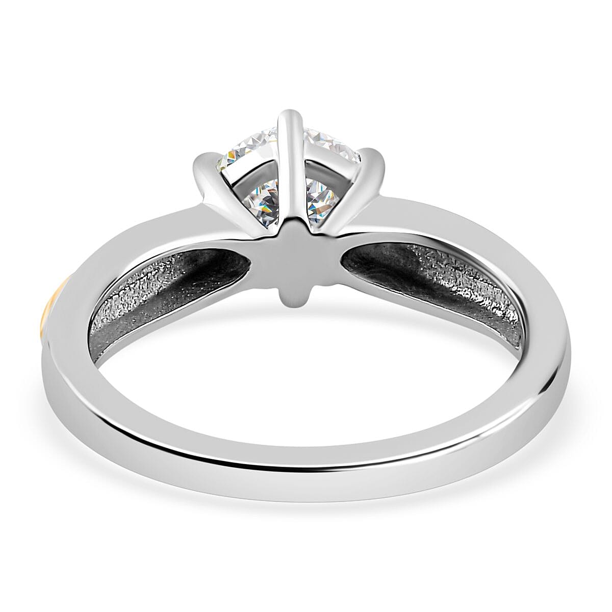 Moissanite 0.97 ctw Fancy Ring in 14K YG Plated Sterling Silver (Size 9)