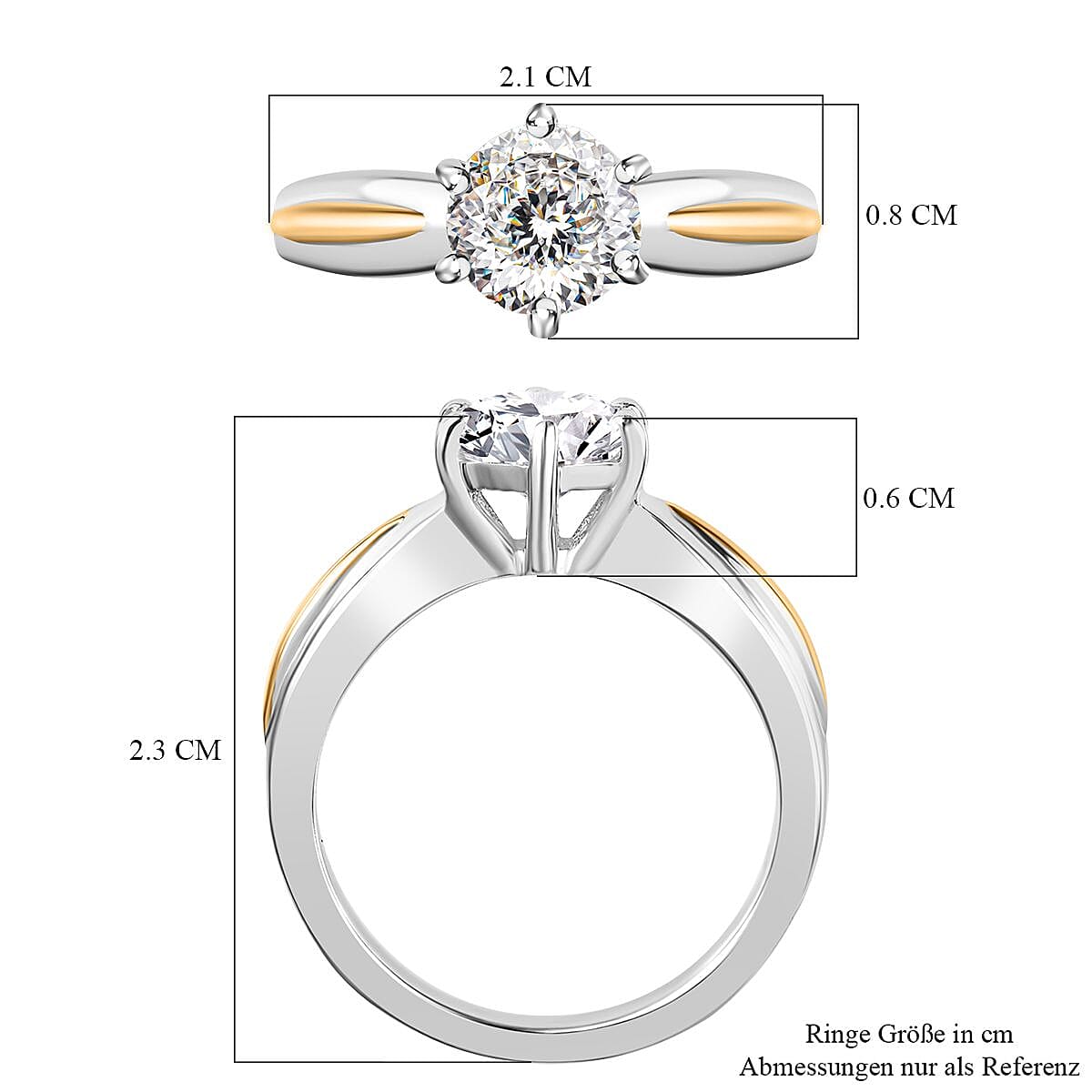 Moissanite 0.97 ctw Fancy Ring in 14K YG Plated Sterling Silver (Size 9)