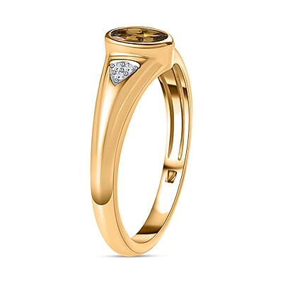 Natural Golden Tanzanite and White Zircon 0.50 ctw Ring