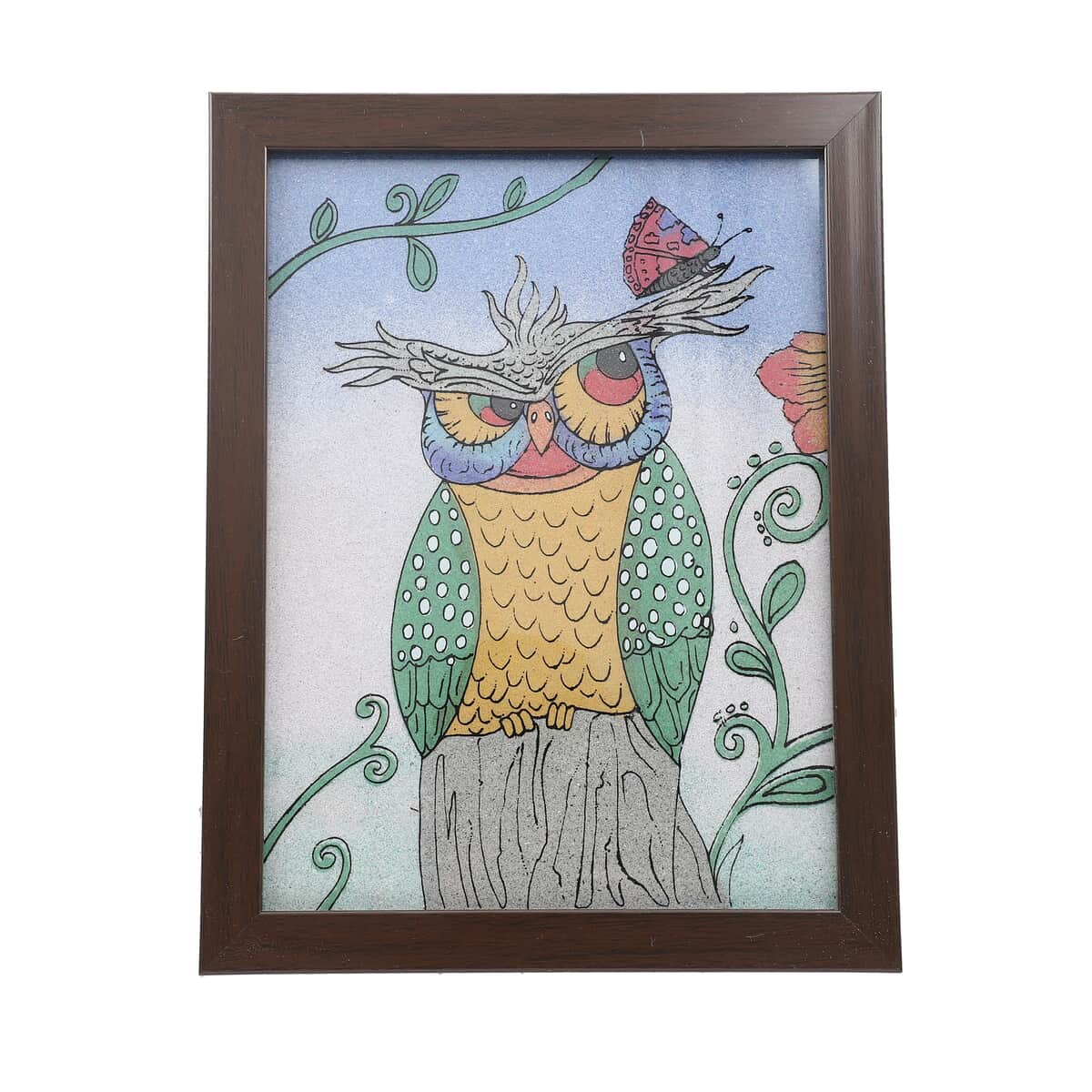 Set of 2 Handcrafted Gemstone Owl Painting image number 3