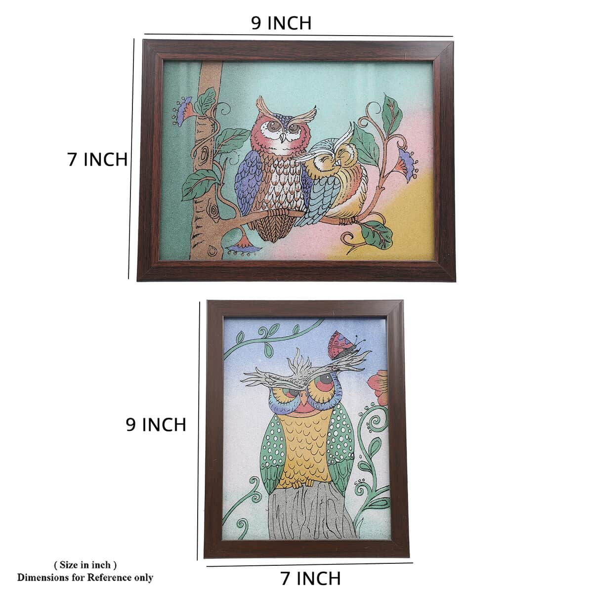 Set of 2 Handcrafted Gemstone Owl Painting image number 8