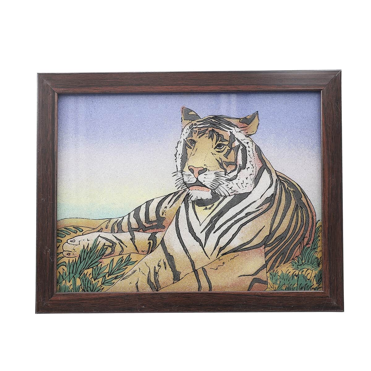 Set of 2 Handcrafted Gemstone Tiger Painting image number 2