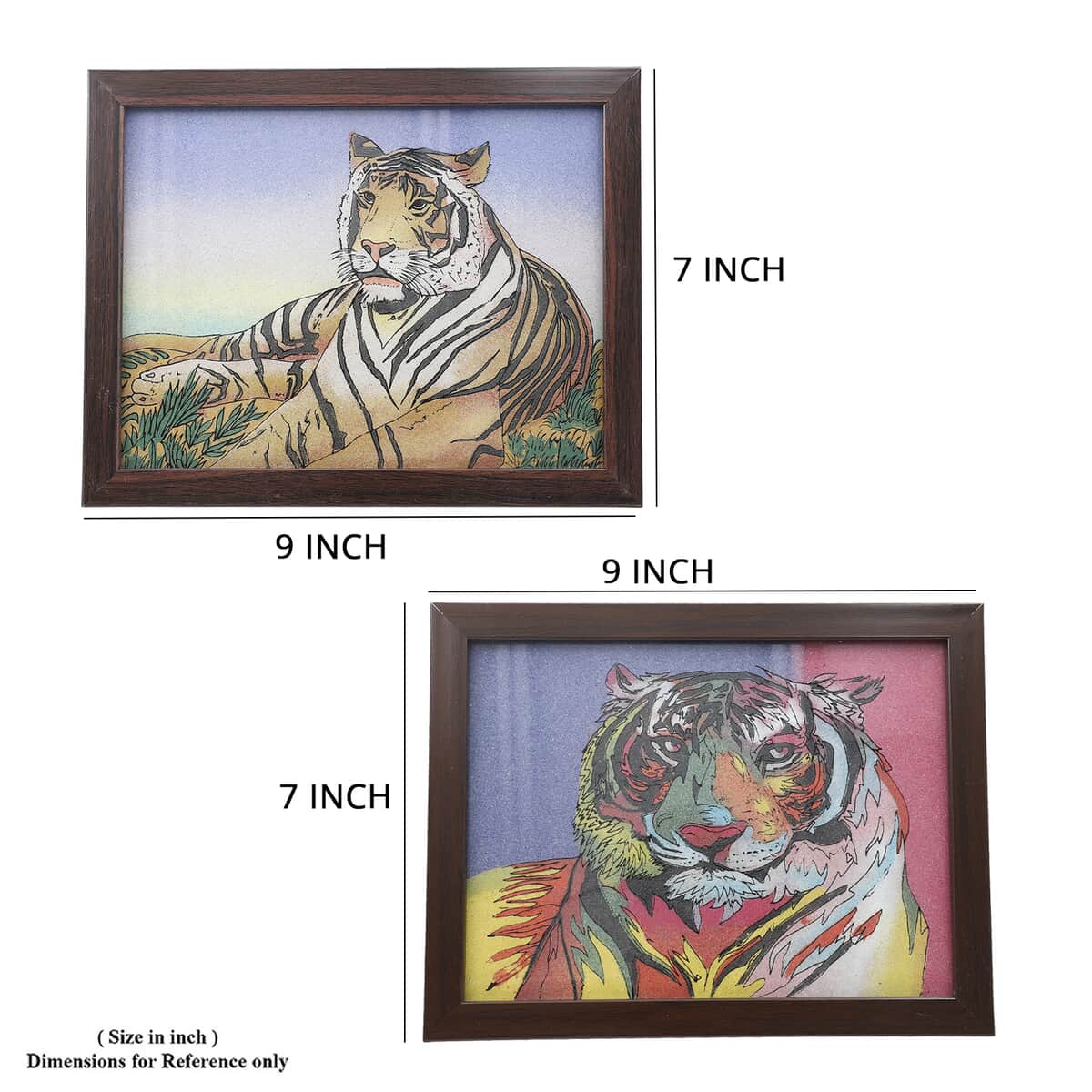 Set of 2 Handcrafted Gemstone Tiger Painting image number 8