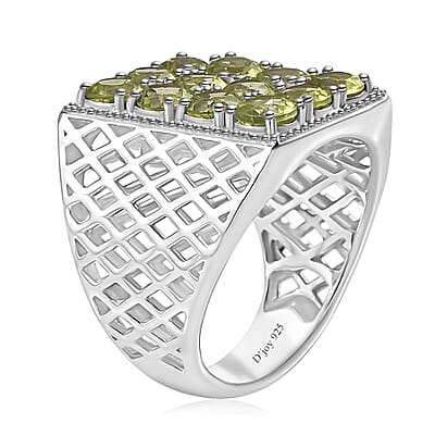 Peridot Men's Ring in Platinum Over Sterling Silver (Size 10.0) 3.65 ctw